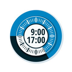 Working time 9 to 17 hours illustration