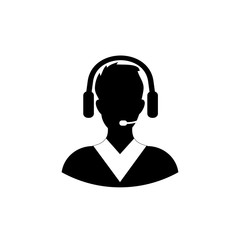 Customer Support. male operator on a white background in a simple style