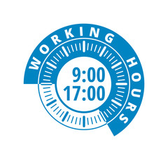 Working time 9 to 17 hours illustration