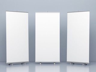 Bundle roll up promo stand mockup 3d rendering