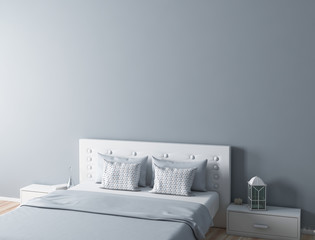 Mock upwall in bedroom interior 3d rendering