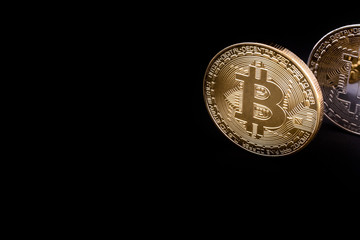 Bitcoin medal on black background