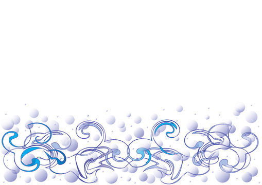 Water background with bubbles and waves, white place for text, format vector and jpg.