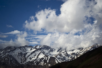 Cloudy mountains of the Andes.