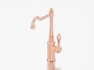 3D illustration rose gold or cooper vintage old faucet