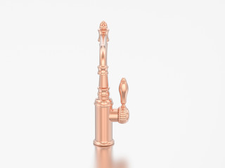 3D illustration rose gold or cooper vintage old faucet