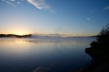 Fototapeta na wymiar Morning fog at Algonquin Provincial Park, Ontario