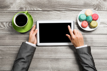 Businesswoman having coffee break