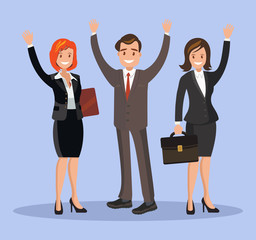 A group of young men in suits waving their hands