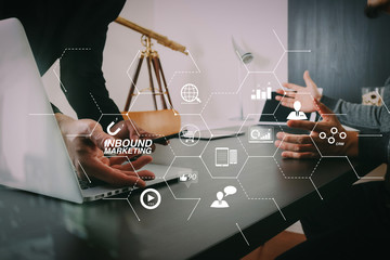 co working team meeting concept,businessman using smart phone and digital tablet and laptop computer in modern office