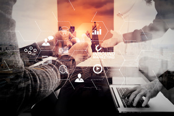 co working team meeting concept,businessman using smart phone in modern office