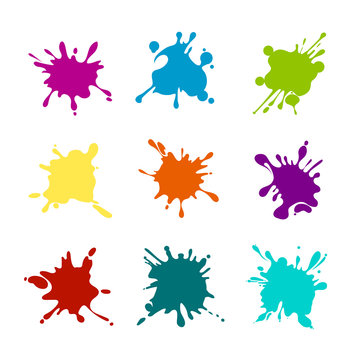 Paint splashes of various colors