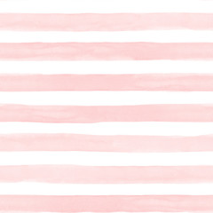 Seamless abstract stripped pattern watercolour hand painted. White and colourful pastel tone strips. Horizontal lines. Trendy background.