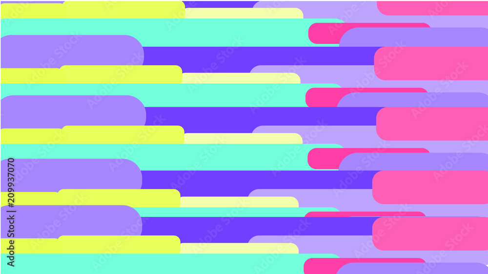 Poster simple background from minimalistic multicolored geometric shapes, rectangles with rounded corners.