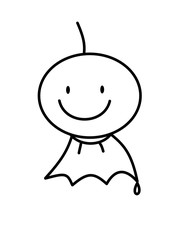 てるてる坊主糸水滴(線画)
