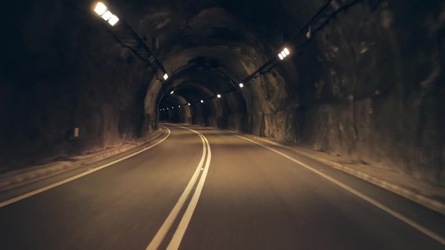 Car Driving Inside Tunnel