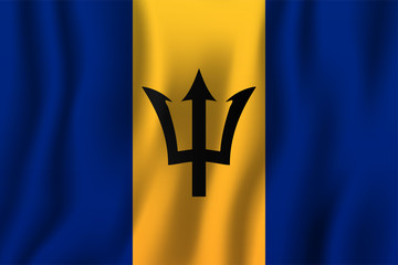 Barbados realistic waving flag vector illustration. National country background symbol. Independence day