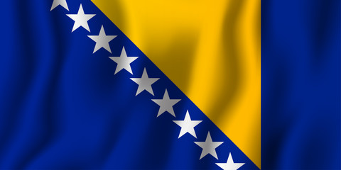 Bosnia and Herzegovina realistic waving flag vector illustration. National country background symbol. Independence day