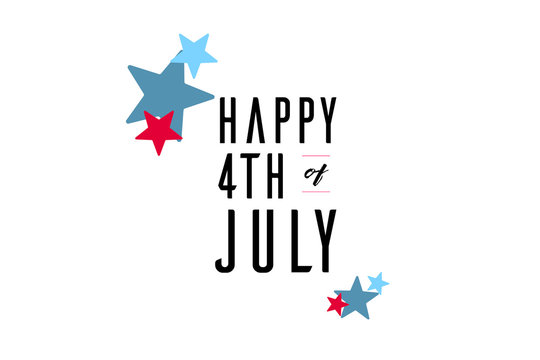 Happy 4th of July celebration banner with red and blue stars for the USA holiday