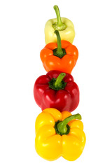 Sweet red, yellow, green,  orange  peppers isolated on white background