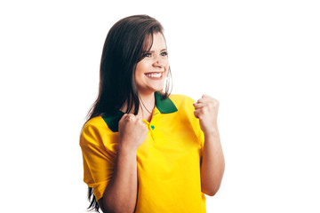 Brazilian soccer fan isolated on white