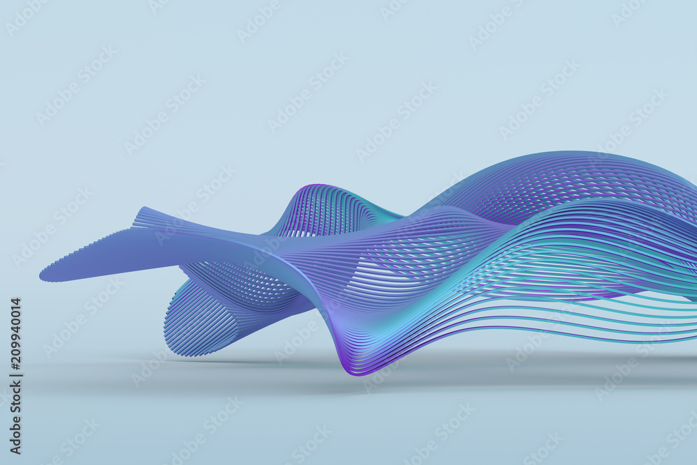 Poster abstract 3d rendering of smooth surface with lines. striped modern background design for poster, cov