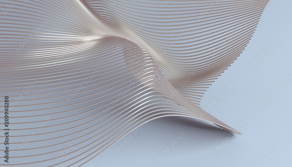 Poster abstract 3d rendering of smooth surface with lines. striped modern background design for poster, cov