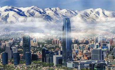 Santiago Chile cityscape - obrazy, fototapety, plakaty
