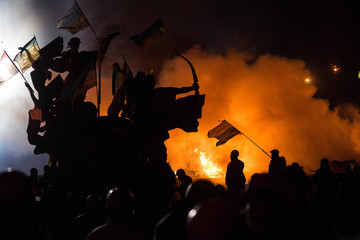 Ukraine's Euromaidan protest in Kiev, Februrary 2014 - obrazy, fototapety, plakaty