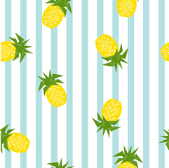 Seamless striped pineapple geometric pattern, vector illustration