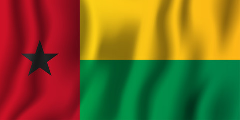 Guinea-Bissau realistic waving flag vector illustration. National country background symbol. Independence day