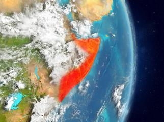 Orbit view of Somalia in red