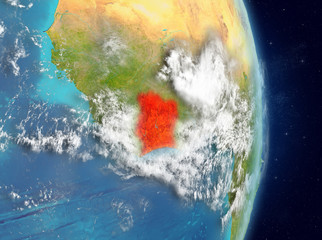 Orbit view of Ivory Coast in red