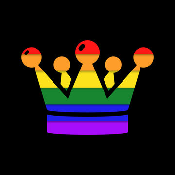 Crown in rainbow colors vector icon.