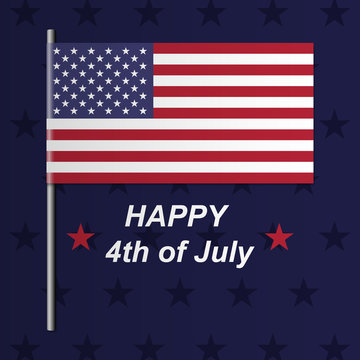 Happy 4th of July concept. USA flag vector icon isolated on blue background.