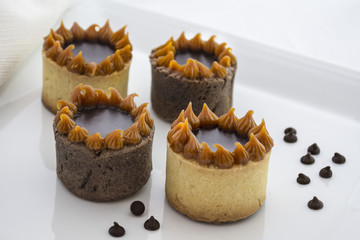 cake chocolate and dulce de leche on plate