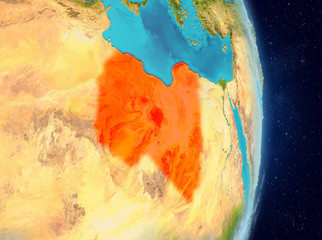 Orbit view of Libya in red