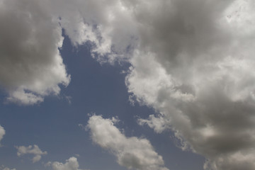 blue skies and white clouds