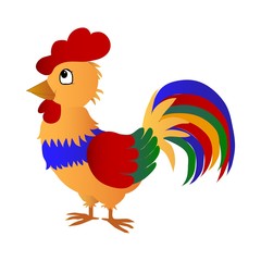 Multicolored cock, vector
