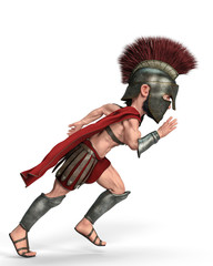 spartan warrior cartoon in a white background - obrazy, fototapety, plakaty
