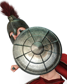 spartan warrior cartoon in a white background