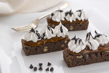 Chocolate brownie cake. Dark, cocoa.