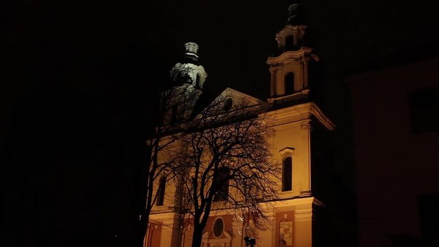 A beautiful Baroque church of St. Archangel Raphael near green bridge in Vilnius, Lithuania.