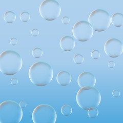 Bubbles background. Vector illustration bubbles on blue background