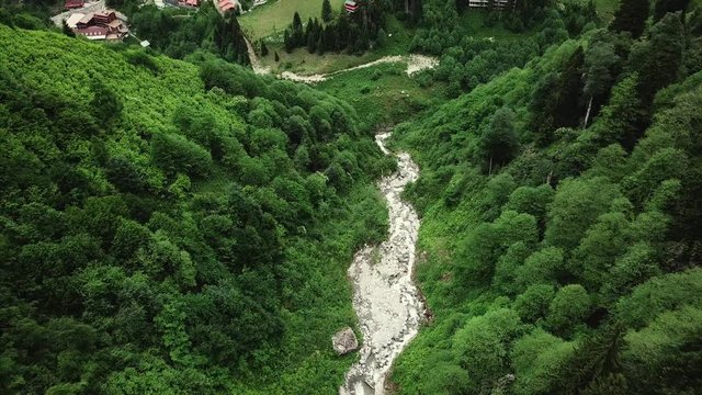 Aerial view of a waterfall in Turkey, Rize, Ayder Plateau