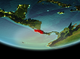 Costa Rica at night on Earth