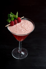 raspberry cosmopolitan martini vodka cocktail drink bar mint garnish ice bartender
