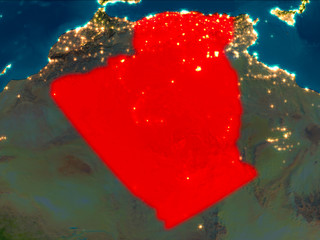 Algeria in red at night