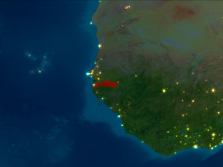 Gambia in red at night