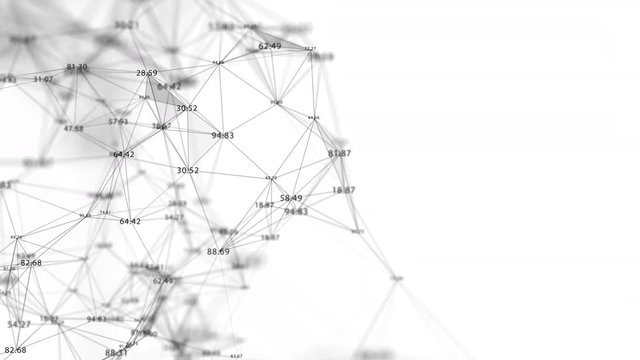 Simple Abstract Network Connections with NUmbers. 4K Seamless Loop.